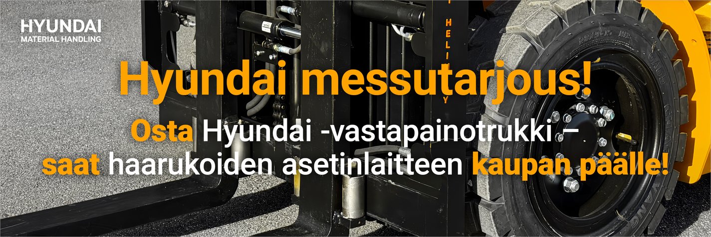 Finnsiirron huima syystarjous. Osta Hyundai -vastapainotrukki - saat haarukoiden asetinlaitteen kaupan päälle.